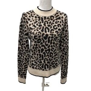 Veronica Beard Sweater Jumper Womens Small Leopard Print Edgy Classic Crew Neck